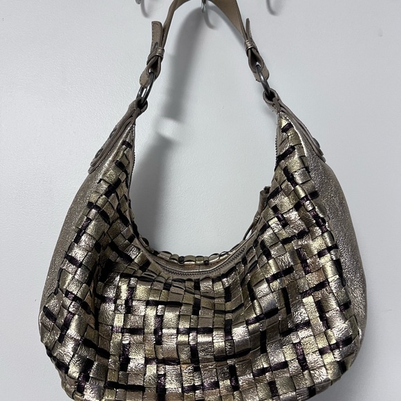 Elliott Lucca Metallic and Black Woven Hobo Bag - Picture 2 of 10